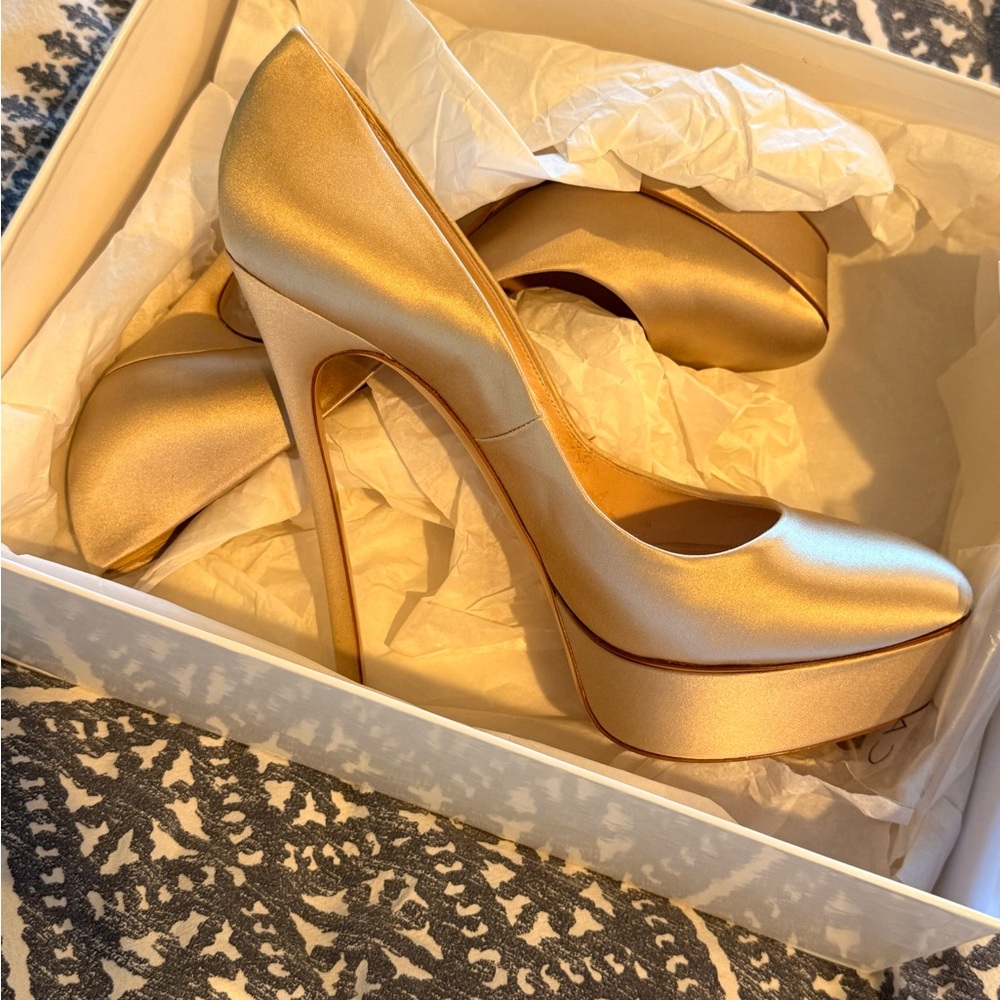 Casadei Satin Platform Heels NIB